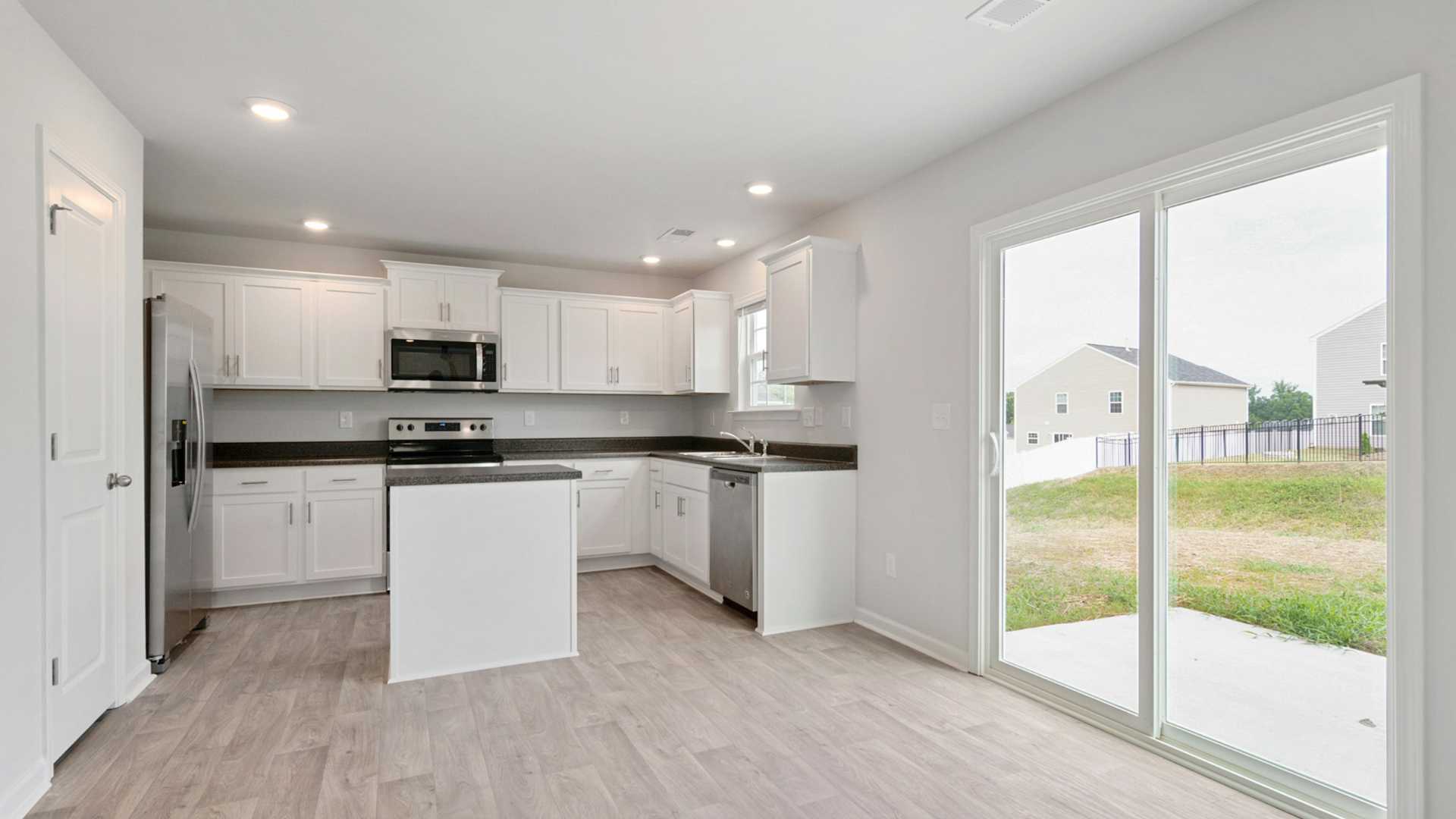 Beautiful hickory hardwood in kitchen space